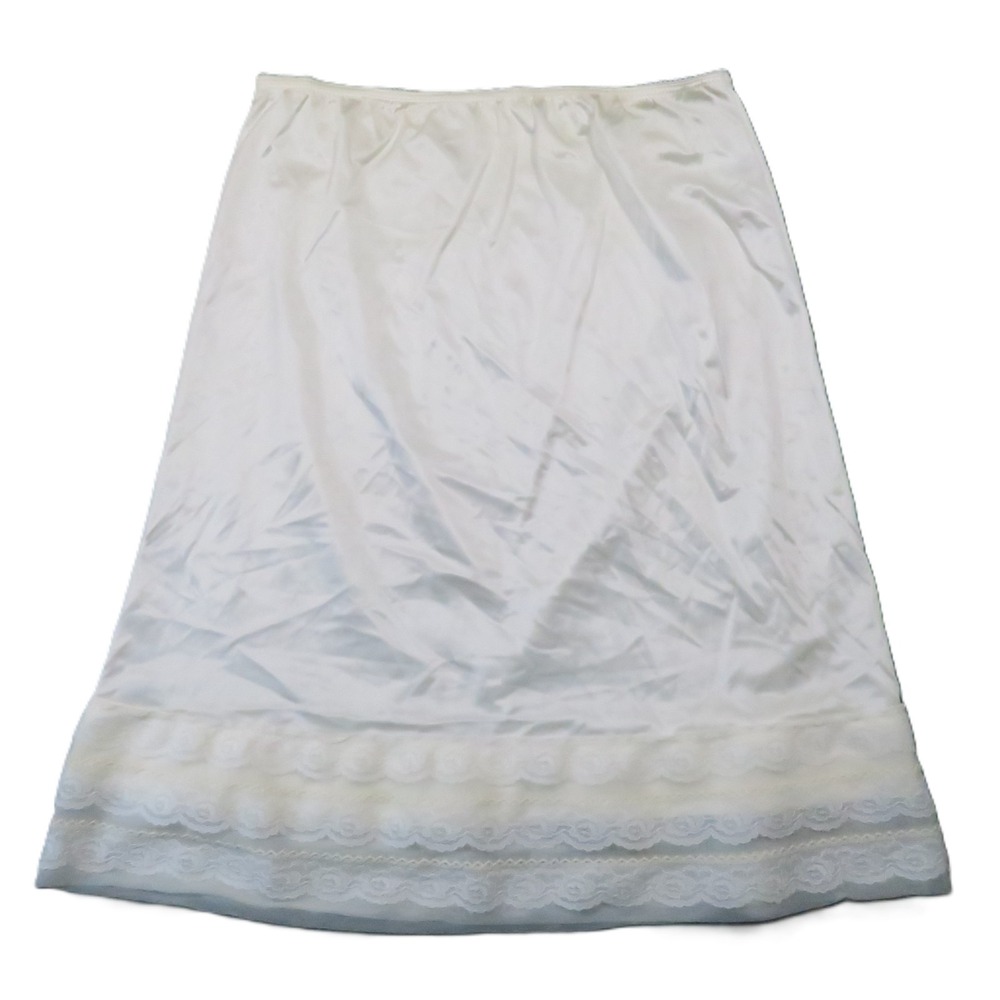 Sliperfection Lace Trim Half Slip S Ivory Nylon Vintage 80s Romantic Coquette